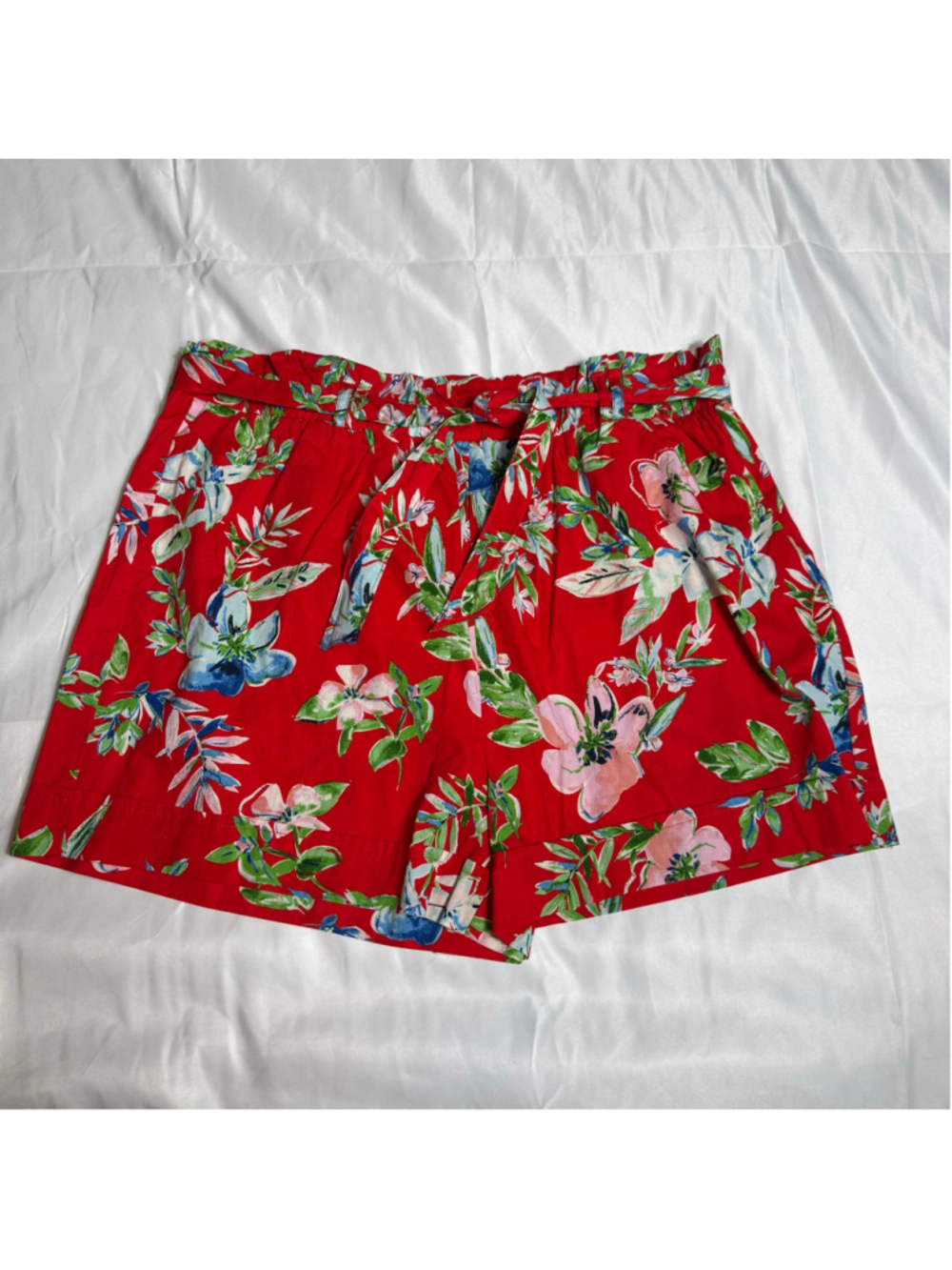 Women's Unbranded Floral High Waist Shorts Red Green Size XL